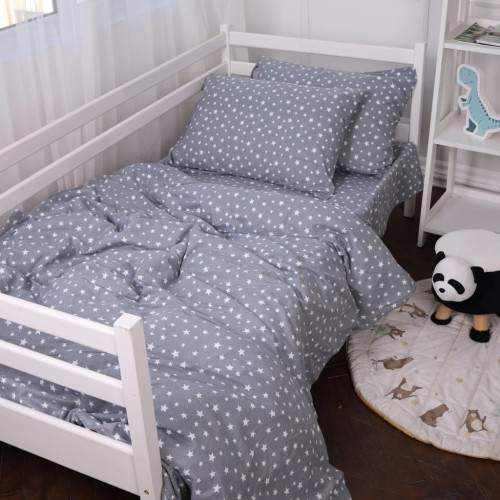 Постільна білизна MirSon 012 Grey Stars Фланель 200х220 Євро (2200009653131) – MirSon