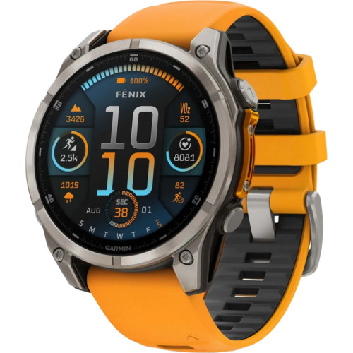 Смарт-часы Garmin fenix 8 47mm, AMOLED, Saph, Ti/Bare/Grpht, SparkOrg/GrphtBd, (010-02904-11) – Garmin