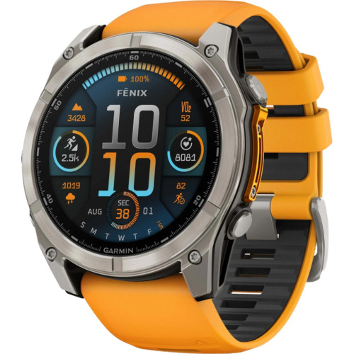 Смарт-часы Garmin fenix 8 51mm, AMOLED, Saph, Ti/Bare/Grpht, SparkOrg/GrphtBd, (010-02905-11) – Garmin