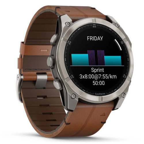 Смарт-годинник Garmin fenix 8 51mm,AMOLED,Sapphire, Bare Ti, Blk/Chsnt Lthr (010-02905-40) – Garmin (вид 2)