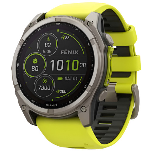 Смарт-годинник Garmin fenix 8 51mm,Saph Solar, BareTi/Graphite,AmpYe/GrphBnd (010-02907-21) – Garmin