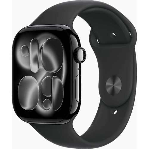 Смарт-часы Apple Watch Series 11 GPS 46mm Jet Black Aluminium Case with Black Sport Band - M/L (MEUX4RK/A) – Apple
