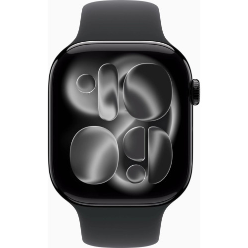 Смарт-часы Apple Watch Series 11 GPS 46mm Jet Black Aluminium Case with Black Sport Band - M/L (MEUX4RK/A) – Apple (вид 1)