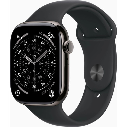 Смарт-часы Apple Watch Series 11 GPS + Cellular 46mm Slate Titanium Case with Black Sport Band - M/L (MFD24RK/A) – Apple