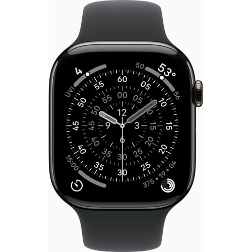 Смарт-часы Apple Watch Series 11 GPS + Cellular 46mm Slate Titanium Case with Black Sport Band - M/L (MFD24RK/A) – Apple (вид 1)