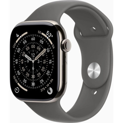 Смарт-часы Apple Watch Series 11 GPS + Cellular 46mm Natural Titanium Case with Stone Grey Sport Band - M/L (MFCX4RK/A) – Apple