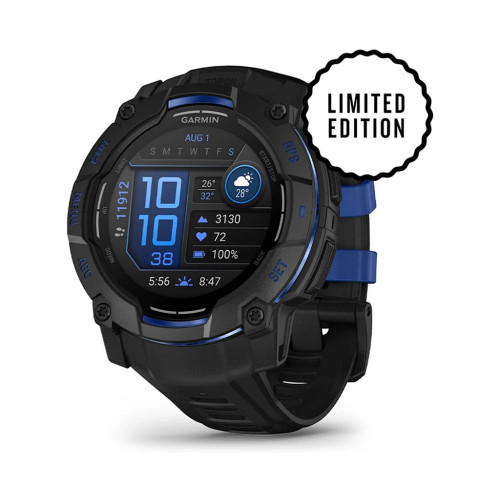 Смарт-годинник Garmin Instinct 3, 50mm, AMOLED, Black with Bolt Blue Accents, GPS смарт-годинник (010-03020-03) – Garmin