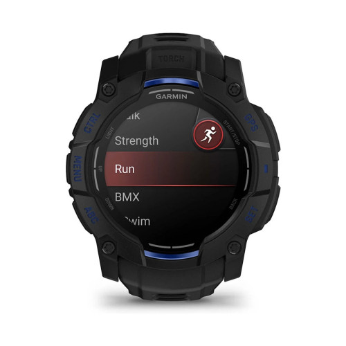 Смарт-годинник Garmin Instinct 3, 50mm, AMOLED, Black with Bolt Blue Accents, GPS смарт-годинник (010-03020-03) – Garmin (вид 1)