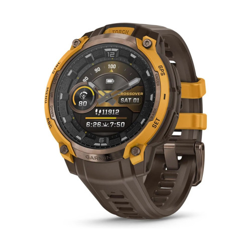 Смарт-часы Garmin Instinct Crossover AMOLED, BronzeSunburst/Cocoa, GPS смарт-годинник (010-03398-01) – Garmin