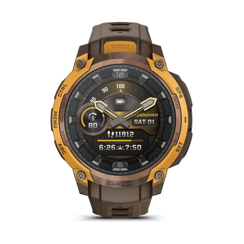 Смарт-часы Garmin Instinct Crossover AMOLED, BronzeSunburst/Cocoa, GPS смарт-годинник (010-03398-01) – Garmin (вид 1)