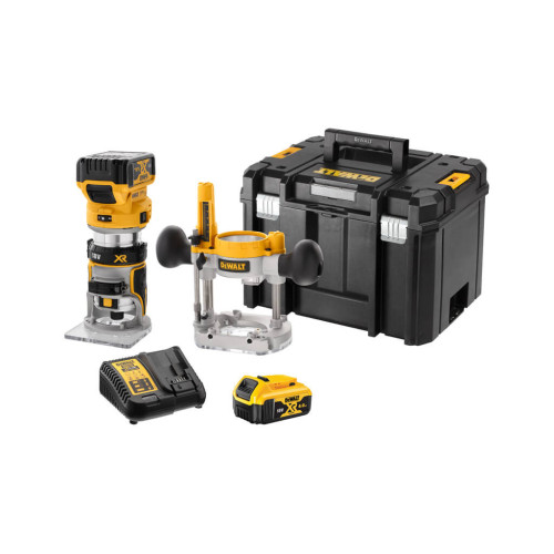 Фрезер DeWALT 18В XR Li-lon, безщітковий, 16000-25500 об/хв, цанга 6-8мм, 2x5Ah, TSTAK (DCW604P2) – Dewalt