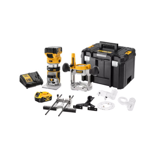 Фрезер DeWALT 18В XR Li-lon, безщітковий, 16000-25500 об/хв, цанга 6-8мм, 2x5Ah, TSTAK (DCW604P2) – Dewalt (вид 1)