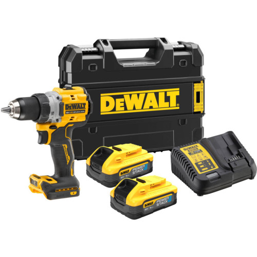 Шуруповерт DeWALT XR Li-Ion PowerStack 18 В, 2x5Ah, 90 Нм, 0-650/0-2000 об/хв, TSTAK (DCD800H2T) – Dewalt