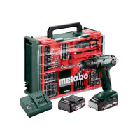 Шуруповерт Metabo BS 18 Set, 18V. 2х2Ah, 24·48Нм, 0-450·0-1600об/мин, 1.3кг (602207710)