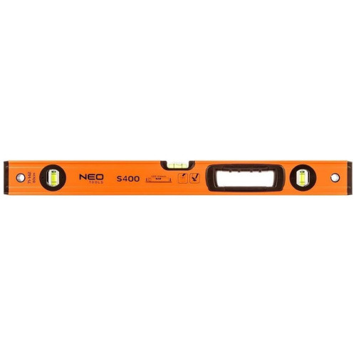 Рівень Neo Tools S 400 алюмінієвий, 60 см, 3 капсули, 1 отвір для рук (71-142) – Neo Tools