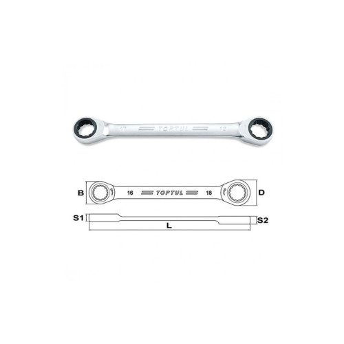Ключ Toptul гайковий накидний з тріскачкою 17х19мм (AOAG1719) – TOPTUL (вид 1)