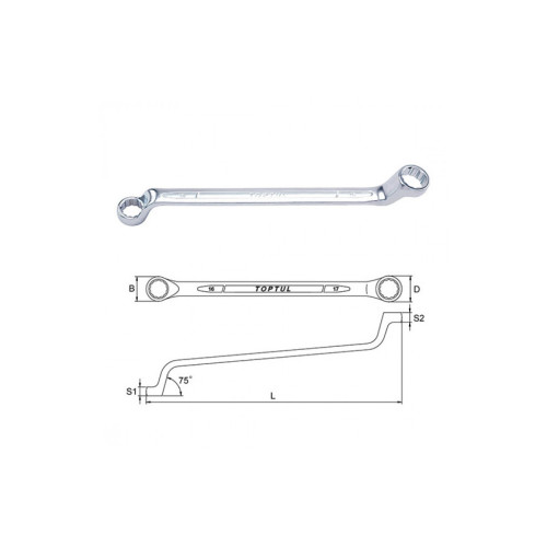 Ключ Toptul гайковий накидний (кут 75 °) 16х17мм (AAEI1617) – TOPTUL (вид 1)