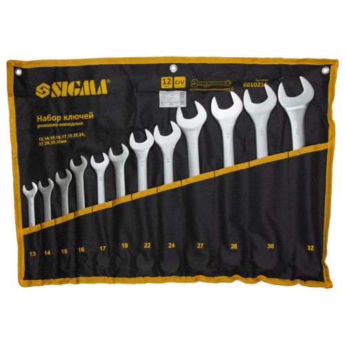 Ключ Sigma набор рожково-накидных 12шт 13-32мм CrV satine, тк чехол (6010211) – Sigma