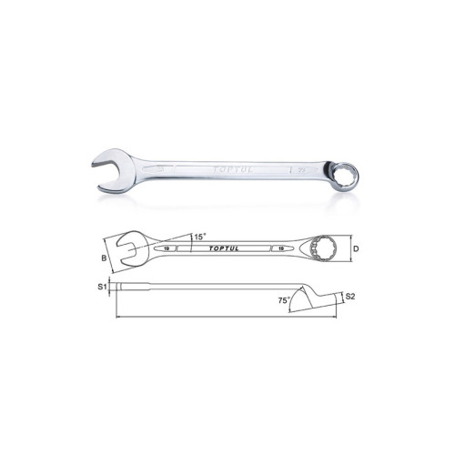 Ключ Toptul комбинированный (угол 75°) 12шт. 8-22мм (черный чехол) (GPAN1201) – TOPTUL (вид 2)