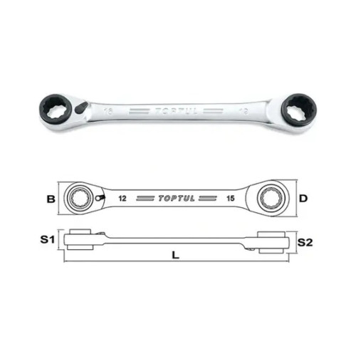 Ключ Toptul накидний з подвійною тріскачкою 72 зубця Pro-Series 8x11-10x9м, 150мм (ABAD0811) – TOPTUL (вид 1)
