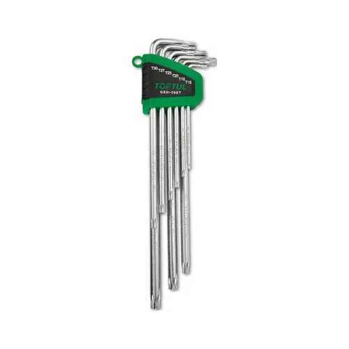 Ключ Toptul Г-подібний TORX T10-T50 9шт. супердовгий з отвором (GSN-09ET) – TOPTUL