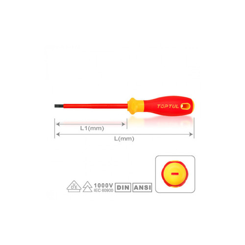 Отвертка Toptul диэлектрическая прямая шлицевая 4x100мм (1000V) VDE Pro-Plus Series (FAEF0410V4) – TOPTUL (вид 1)