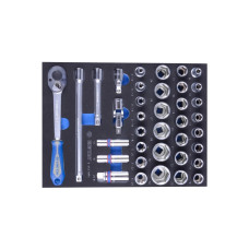 Набор инструментов KING TONY торцевых головок 1/2" с принадлежностями в ложементе, 37 шт. (9-4537MRV)