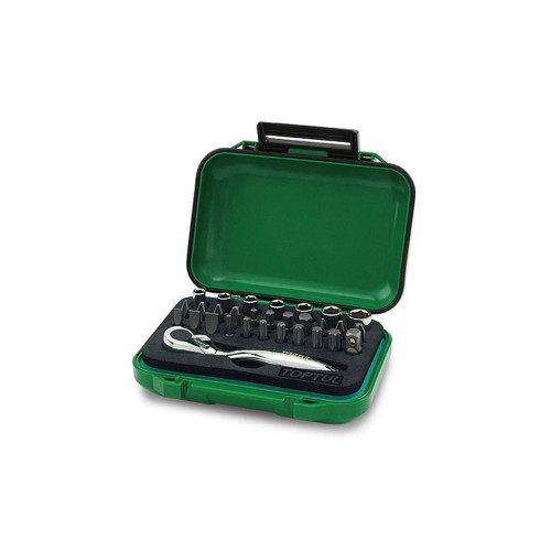 Набір інструментів Toptul торцевих та біт з тріскачкою 1/4" 30шт. (GABW3001) – TOPTUL