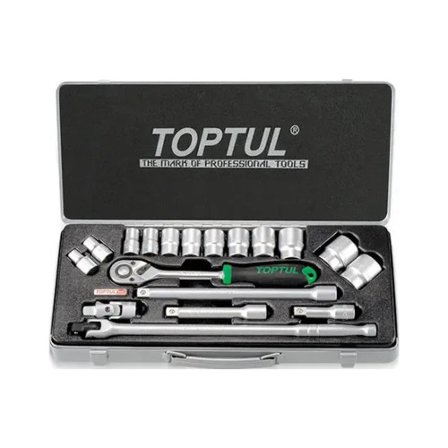 Набір інструментів Toptul з тріскачкою 1/2" 18шт. (6-гр.) (GCAD1802) – TOPTUL