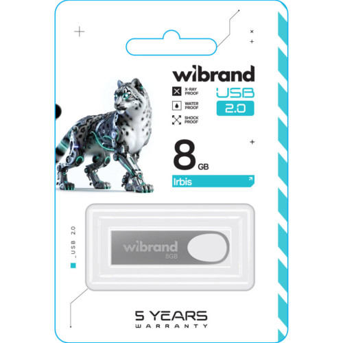 USB флеш накопичувач Wibrand 8GB Irbis Silver USB 2.0 (WI2.0/IR8U3S) – Wibrand (вид 1)