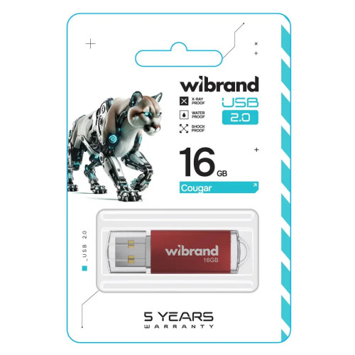 USB флеш накопитель Wibrand 16GB Cougar Red USB 2.0 (WI2.0/CU16P1R) – Wibrand (вид 1)