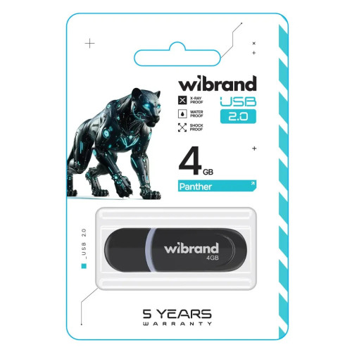 USB флеш накопитель Wibrand 4GB Panther Black USB 2.0 (WI2.0/PA4P2B) – Wibrand (вид 1)