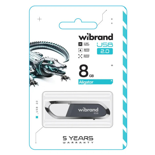 USB флеш накопичувач Wibrand 8GB Aligator Grey USB 2.0 (WI2.0/AL8U7G) – Wibrand (вид 1)