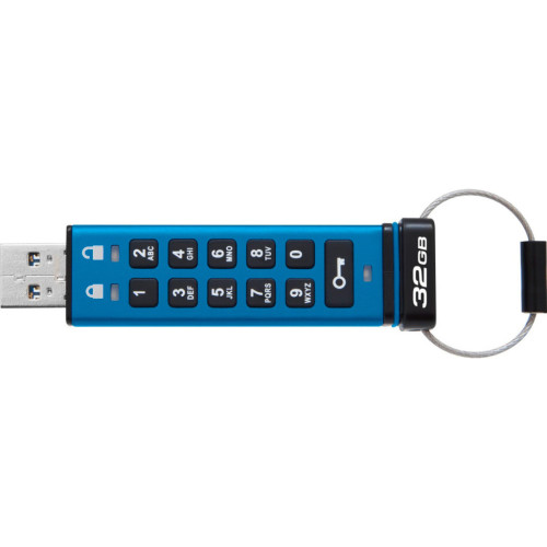 USB флеш накопичувач Kingston 32GB IronKey Keypad 200 AES-256 Encrypted Blue USB 3.2 (IKKP200/32GB) – KINGSTON (вид 1)