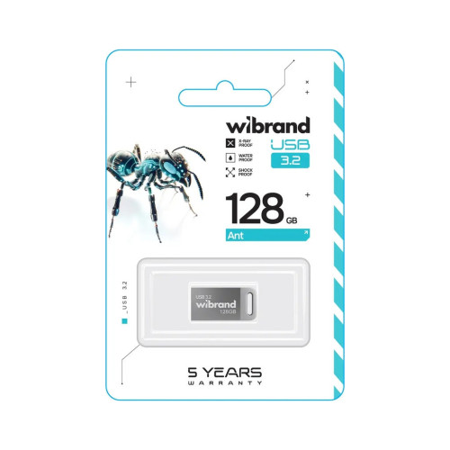 USB флеш накопичувач Wibrand 128GB Ant Silver USB 3.2 Gen 1 (USB 3.0) (WI3.2/AN128M4S) – Wibrand (вид 1)