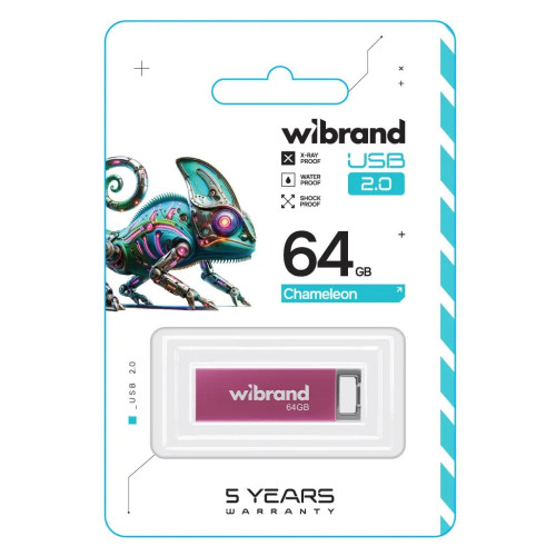 USB флеш накопичувач Wibrand 64GB Chameleon Pink USB 2.0 (WI2.0/CH64U6P) – Wibrand (вид 1)