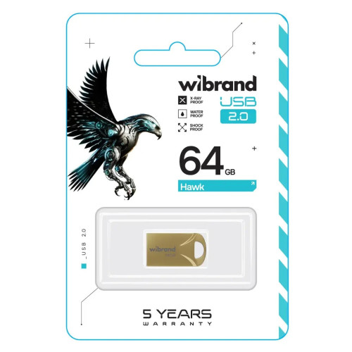 USB флеш накопитель Wibrand 64GB Hawk Gold USB 2.0 (WI2.0/HA64M1G) – Wibrand (вид 1)