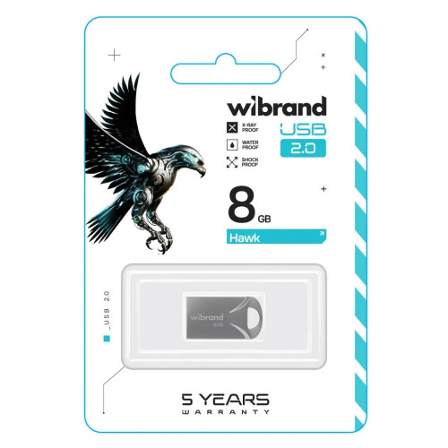 USB флеш накопитель Wibrand 8GB Hawk Silver USB 2.0 (WI2.0/HA8M1S) – Wibrand (вид 1)