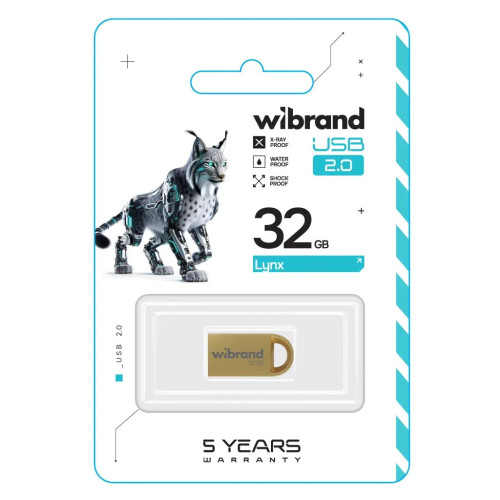 USB флеш накопитель Wibrand 32GB lynx Gold USB 2.0 (WI2.0/LY32M2G) – Wibrand (вид 1)