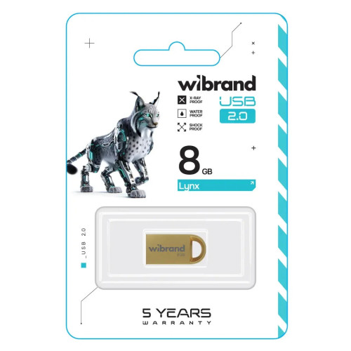USB флеш накопитель Wibrand 8GB lynx Gold USB 2.0 (WI2.0/LY8M2G) – Wibrand (вид 1)