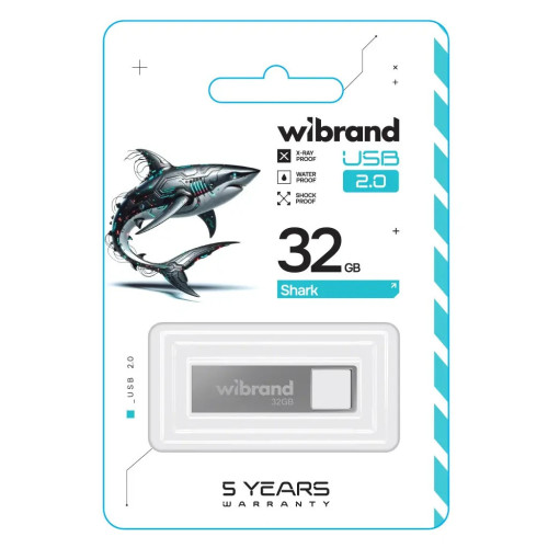 USB флеш накопичувач Wibrand 32GB Shark Silver USB 2.0 (WI2.0/SH32U4S) – Wibrand (вид 1)