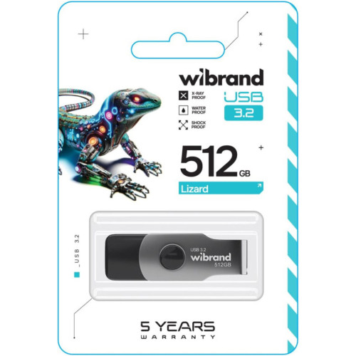 USB флеш накопичувач Wibrand 512GB Lizard Black USB 3.2 (WI3.2/LI512P9B) – Wibrand (вид 2)