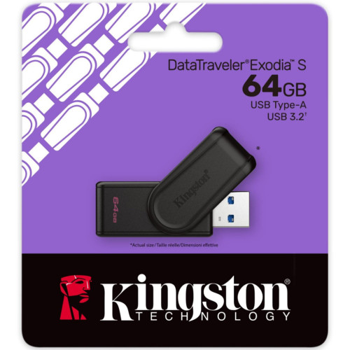 USB флеш накопичувач Kingston 64GB DataTraveler Exodia S Black USB 3.2 (DTXS/64GB) – KINGSTON (вид 2)