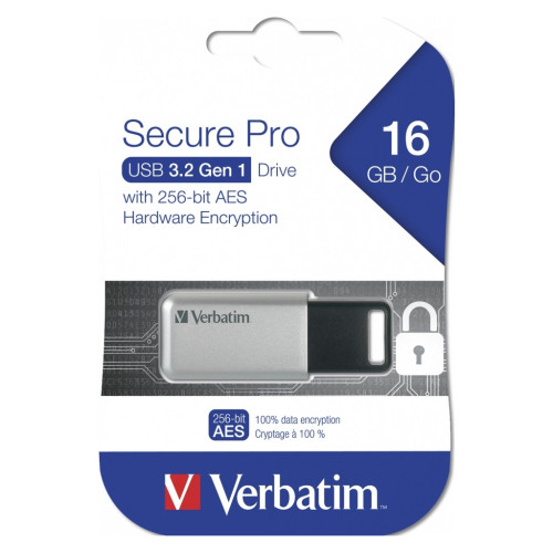 USB флеш накопитель Verbatim 16GB Secure Pro with 256 AES USB 3.2 (98664) – Verbatim (вид 2)