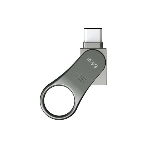 USB флеш накопитель Silicon Power 128 GB DriveMobile C80 USB 3.1 + Type-C Silver (SP128GBUC3C80V1S) – SILICON POWER (вид 1)