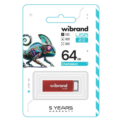 USB флеш накопичувач Wibrand 64GB Chameleon Red USB 2.0 (WI2.0/CH64U6R) – Wibrand (вид 1)