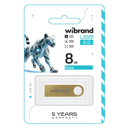 USB флеш накопичувач Wibrand 8GB Puma Gold USB 2.0 (WI2.0/PU8U1G) – Wibrand (вид 1)