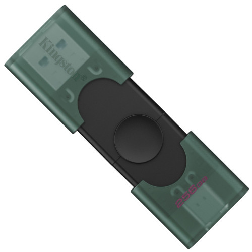 USB флеш накопитель Kingston 256GB DataTraveler Duo USB 3.2 / Type-C Black/Green (DTDEG2/256GB) – KINGSTON