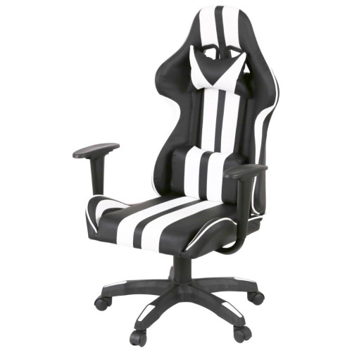 Кресло игровое Аклас Стрек Light ANF Белый (PU-черный/белый) (00160343) – АКЛАС