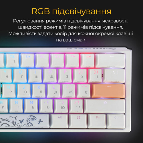 Клавіатура Ducky One 3 Mini Cherry MX Red RGB UA USB White (DKON2161ST-RUAPXPWWWSC1) – Ducky (вид 2)